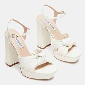 New Steve Madden "Lala" 9.5 Womens Platform Heel Ankle Strap Sandal w/Knot front